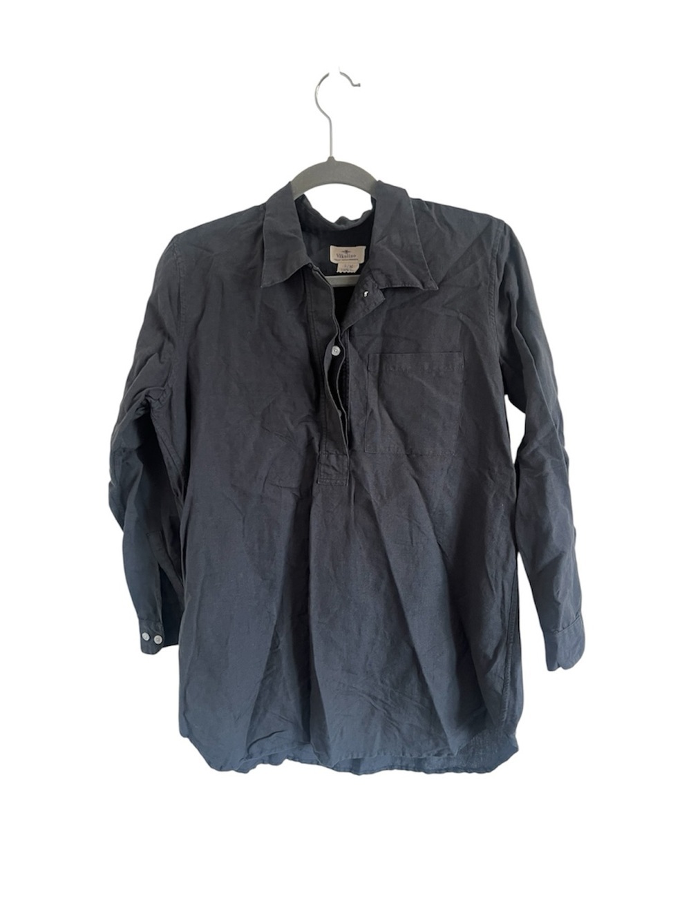 Vikolino Linen Quarter Button Up Blouse, size S/M